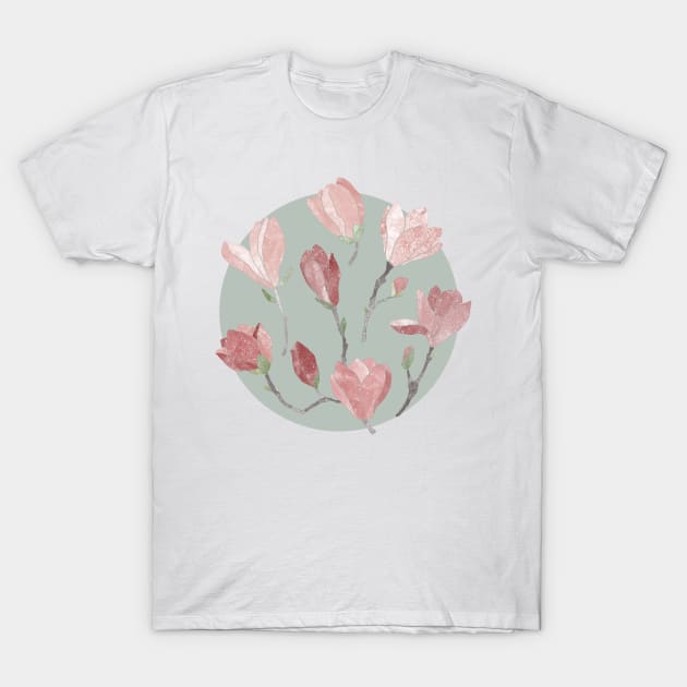 Magnolia flowers on mint T-Shirt by LavishSeason